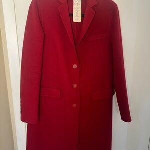 Authentic Emporio Armani Red 100% Double Cashmere Coat - Size 44